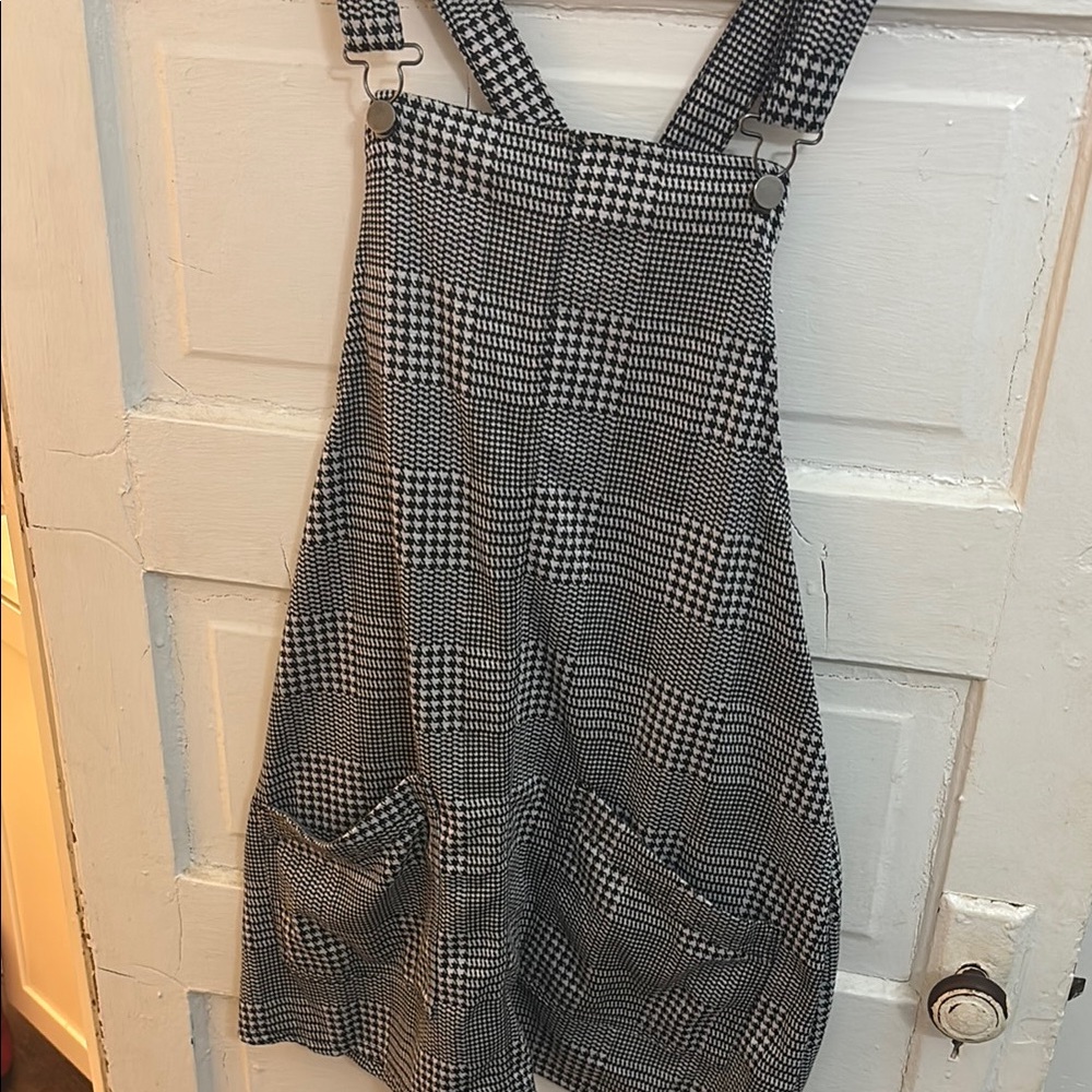 Black and White Houndstooth Pinafore Dress